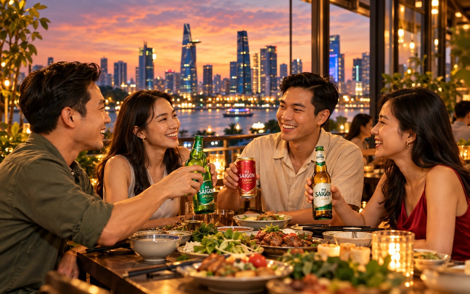 Những người bạn gặp gỡ bên bàn ăn