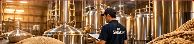 Người thợ và thiết bị trong nhà máy bia